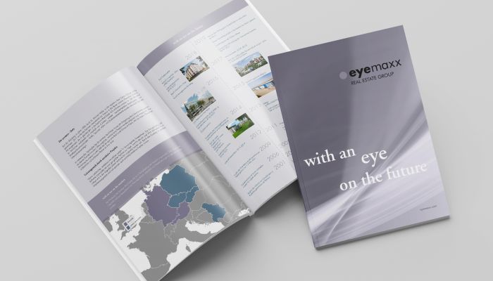 [h5]Aufgabe[/h5]
Für den Kunden Eyemaxx Real Estate AG entwickelten wir ein neues Corporate Design zum Börsegang an der Wiener Börse.[br][br]

Neben der Entwicklung des CD wurde unter anderem auch die Website von uns gestaltet und programmiert.[br] Zusätzlich dazu haben wir für unseren Kunden einen Imagefolder in Deutsch und Englisch, sowohl grafisch als auch textlich erstellt.[br][br]

Aktuell betreuen wir die Website des Kunden weiterhin und führen laufend Adaptionen nach den Wünschen des Kunden durch.  [br]
